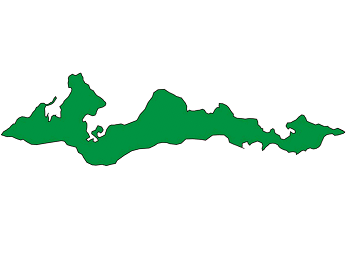 Green outline of fishers island
