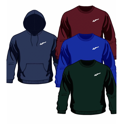 crewneck shirts and hoodie in different colors